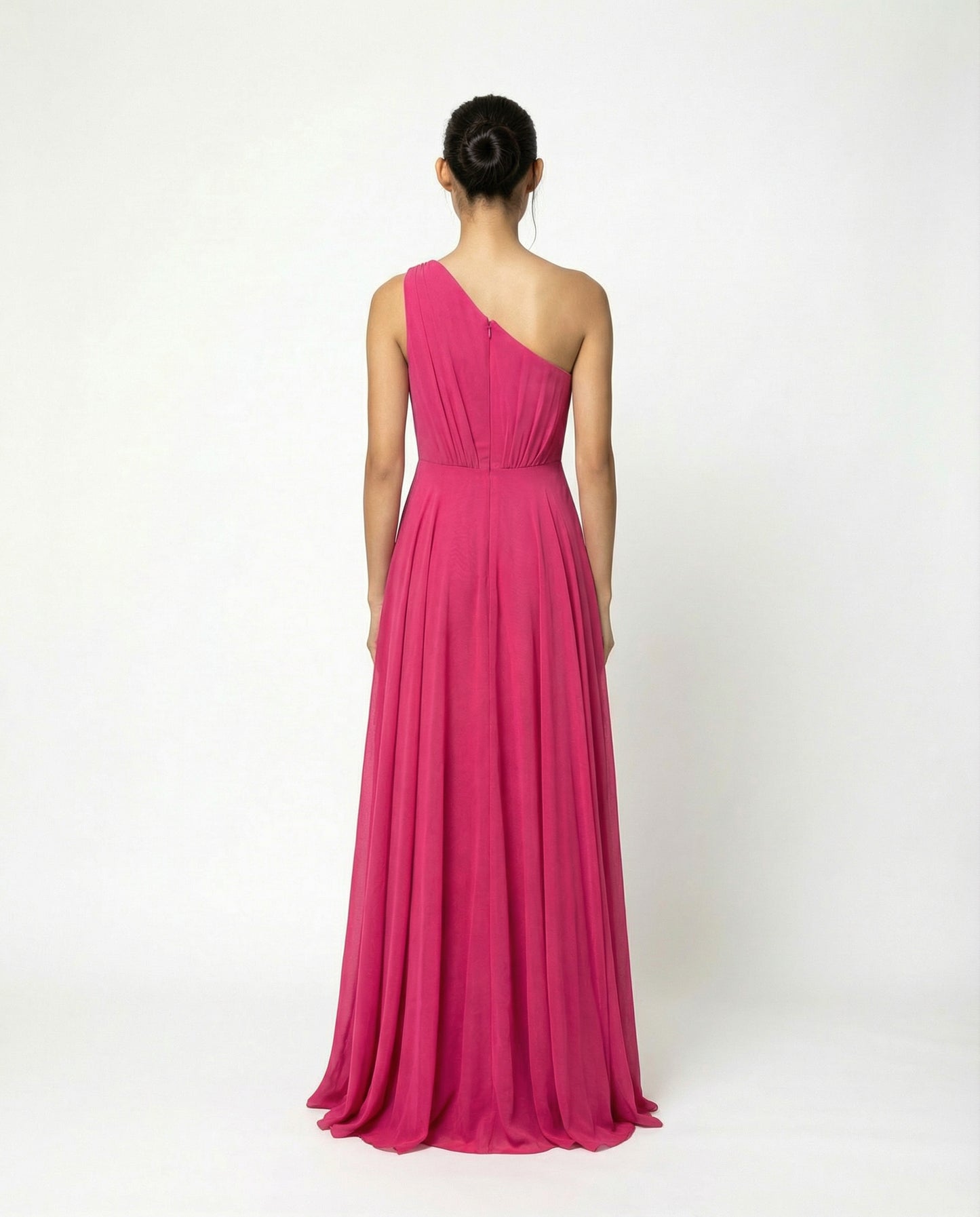 Markenloses, asymmetrisches, fuchsiafarbenes Kleid – Damen