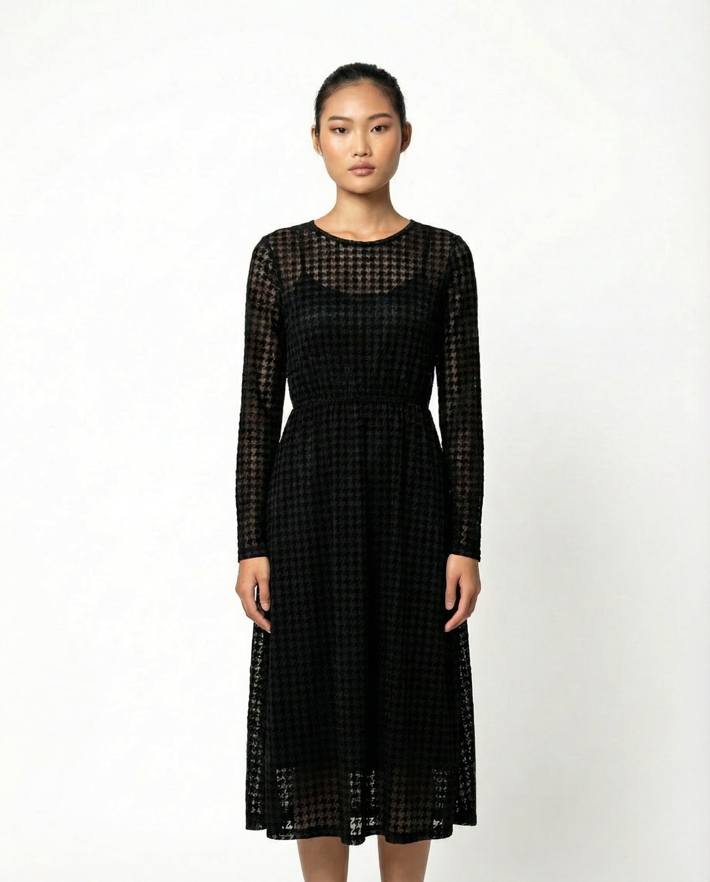 Noisy May Hahnentrittkleid schwarz — Damen
