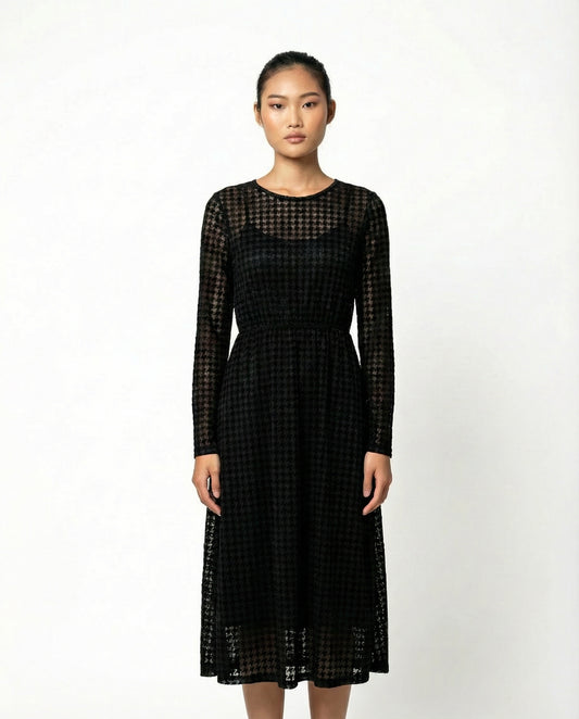 Noisy May Hahnentrittkleid schwarz — Damen