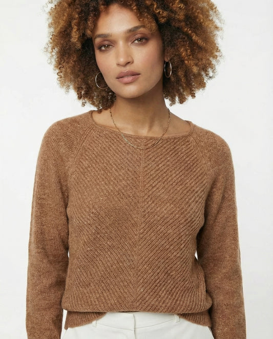 Langer Pullover aus kupferfarbenem Lurex-Lochstrick
