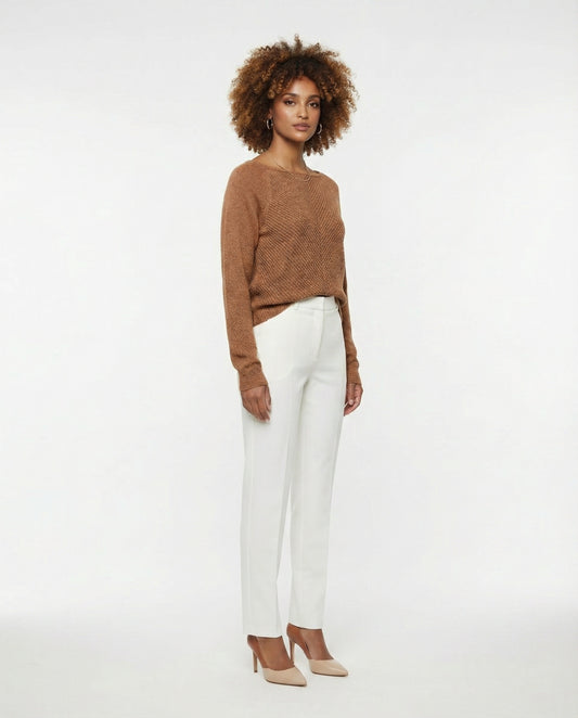 Langer Pullover aus kupferfarbenem Lurex-Lochstrick