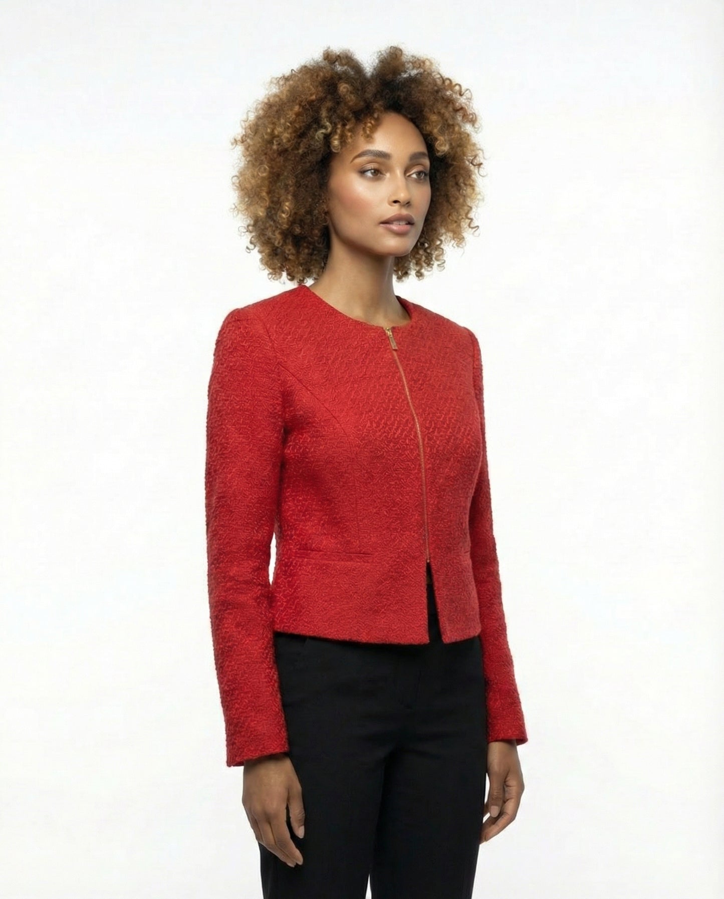 Neue rote Jacquard-Kurzjacke Un Jour Ailleurs Paris Gr. 36