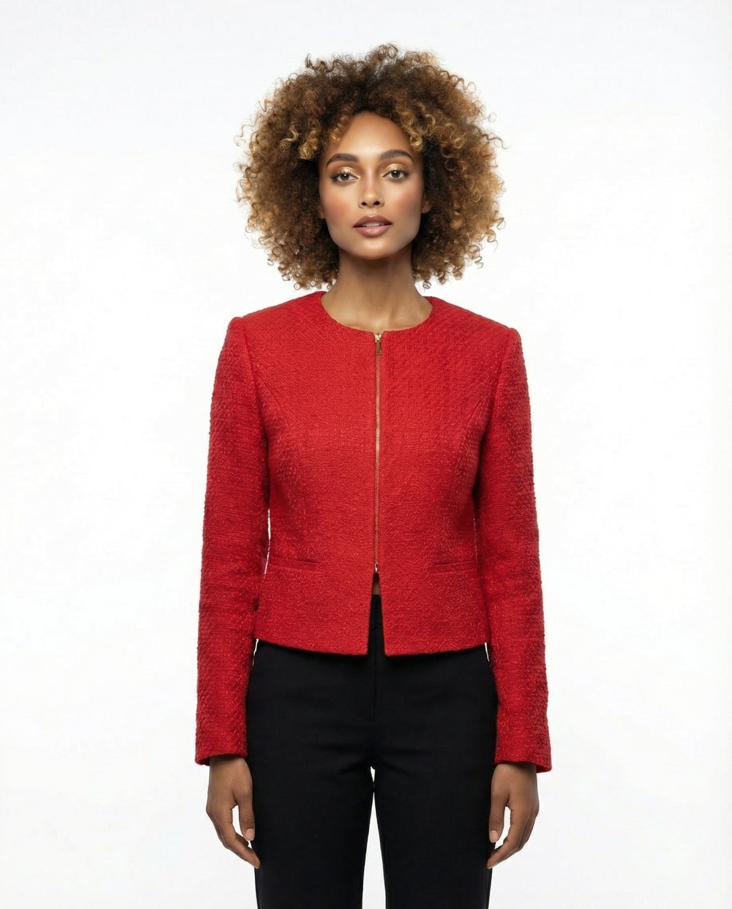 Neue rote Jacquard-Kurzjacke Un Jour Ailleurs Paris Gr. 36