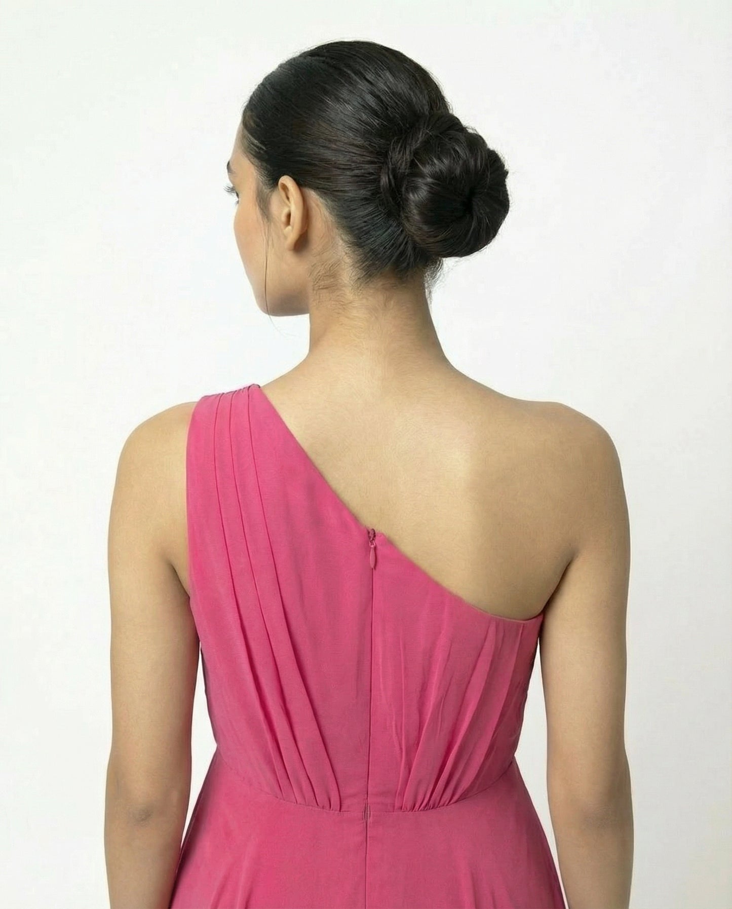 Markenloses, asymmetrisches, fuchsiafarbenes Kleid – Damen