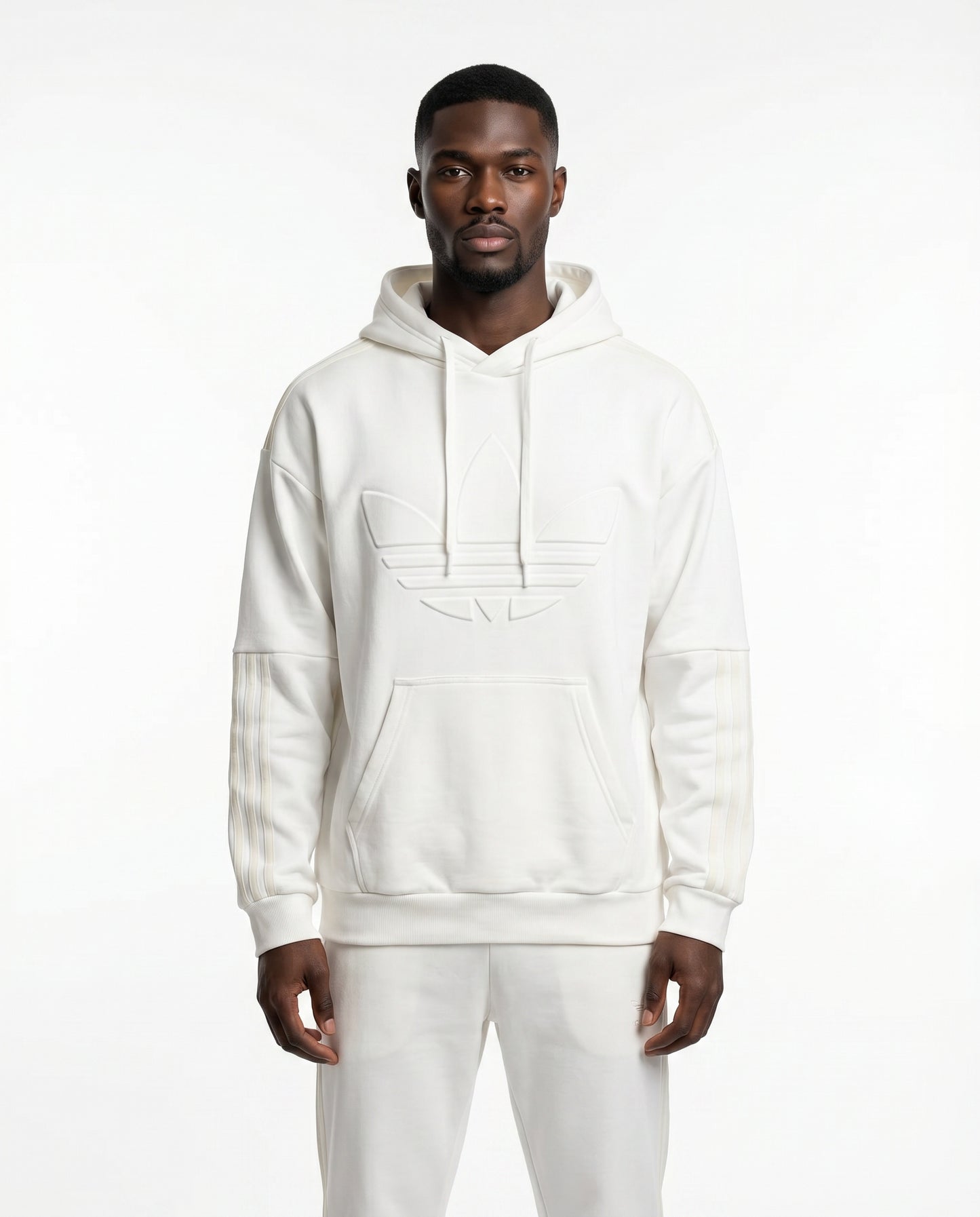 Adidas Originals Hoodie, cremefarben, geprägtes Logo, Größe 40/42