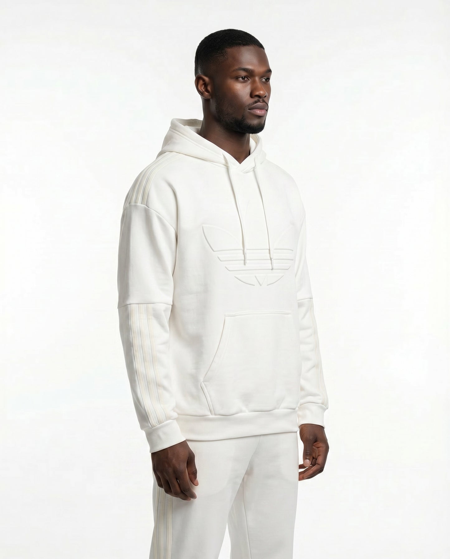 Adidas Originals Hoodie, cremefarben, geprägtes Logo, Größe 40/42