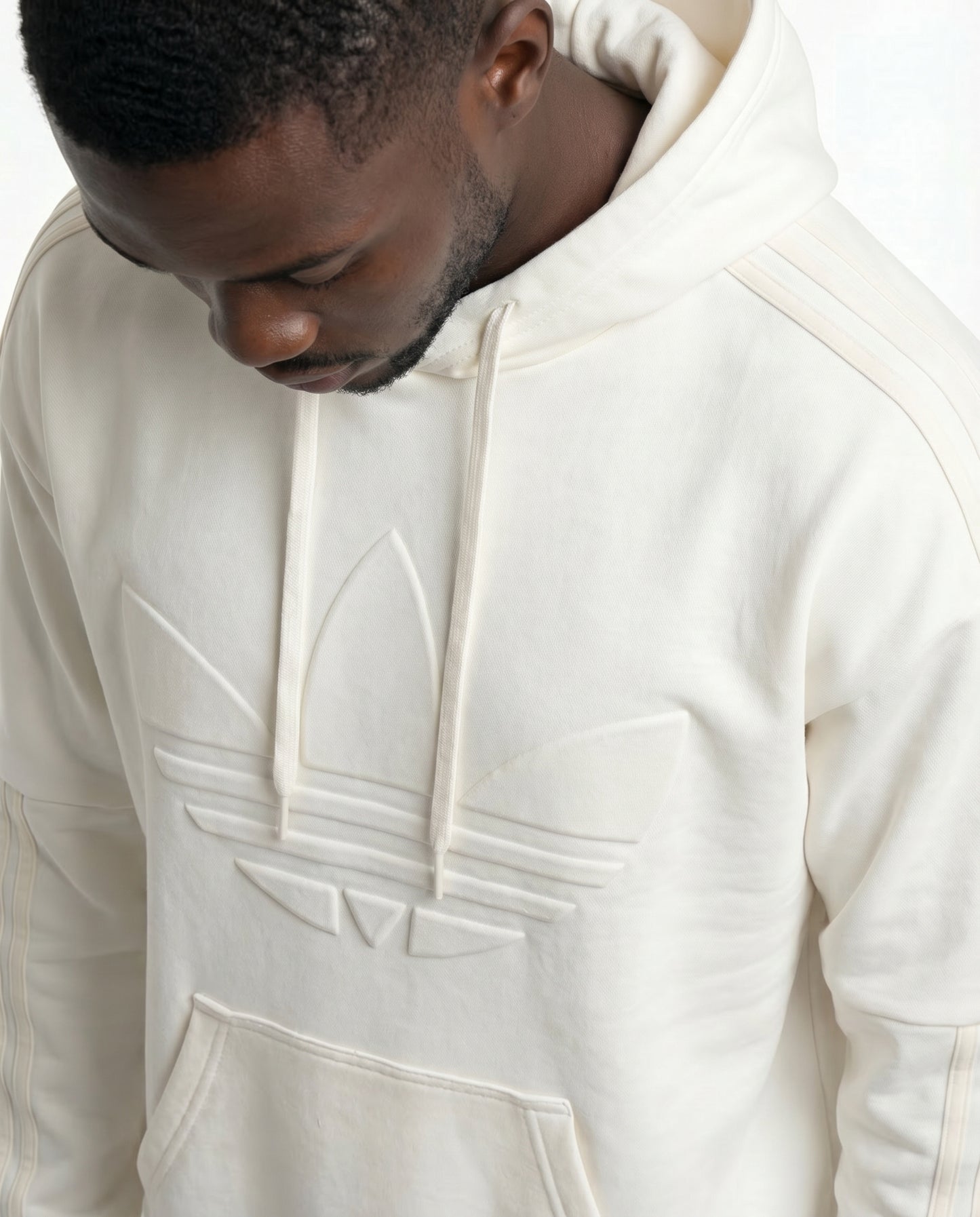 Adidas Originals Hoodie, cremefarben, geprägtes Logo, Größe 40/42