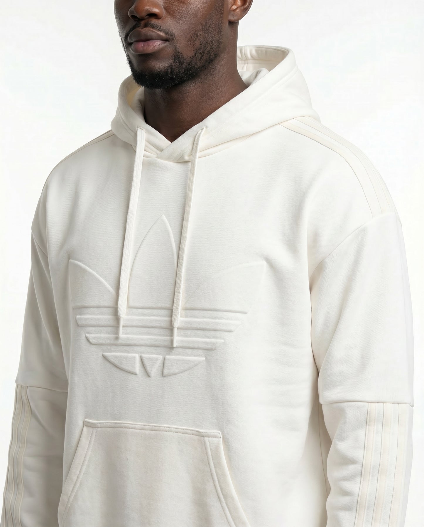 Adidas Originals Hoodie, cremefarben, geprägtes Logo, Größe 40/42