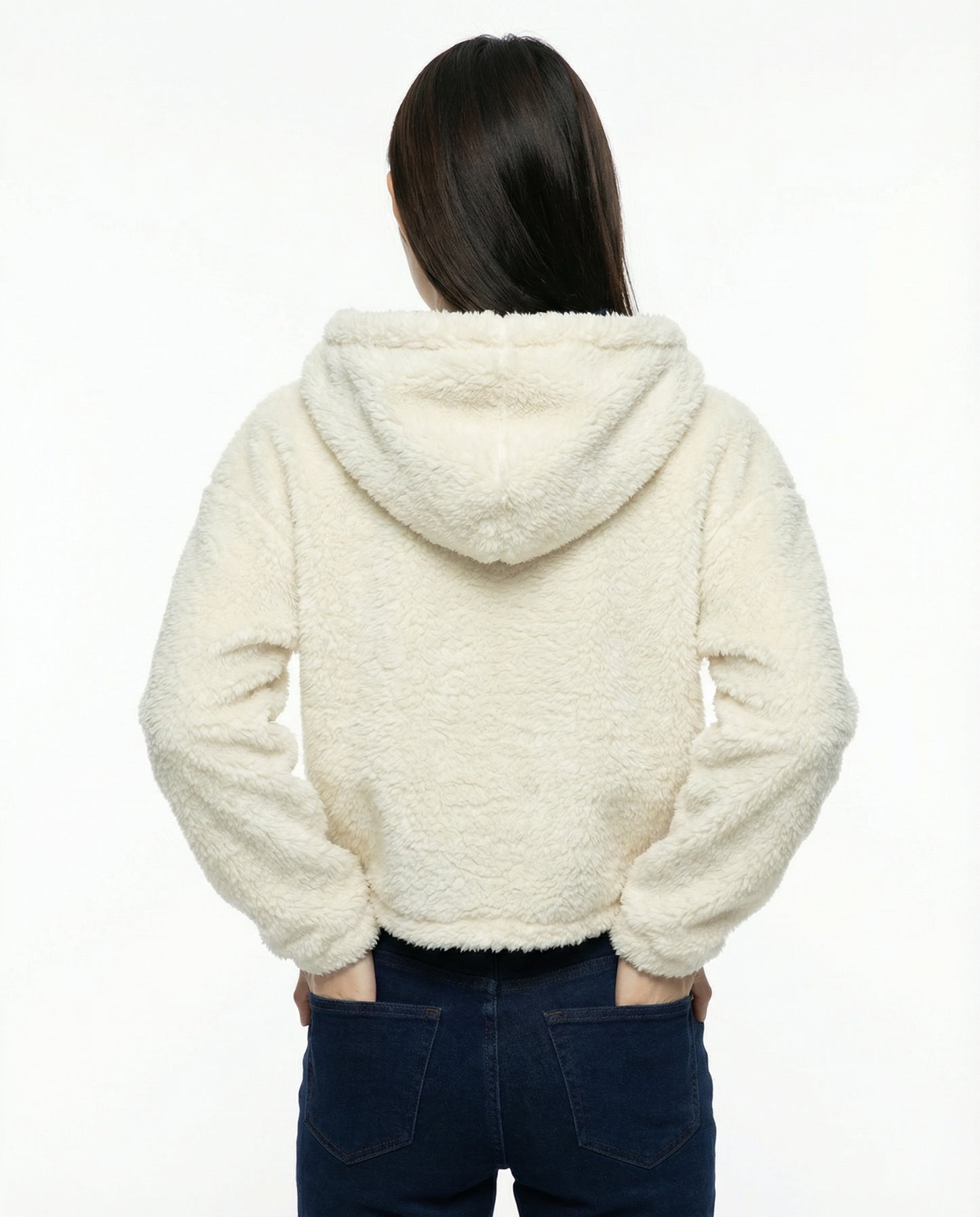 Pull&Bear Teddyjacke, cremefarben — Damen