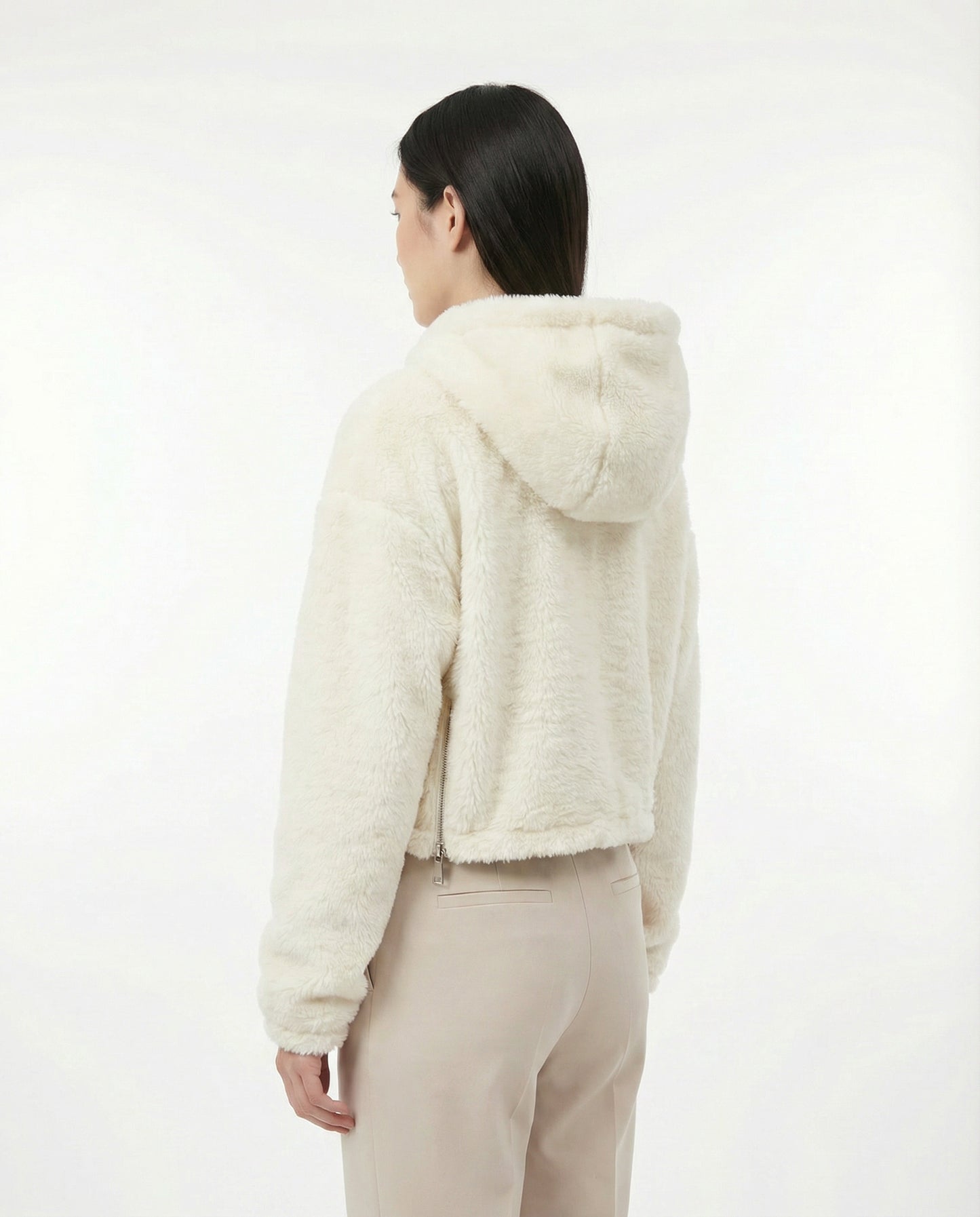 Pull&Bear Teddyjacke, cremefarben — Damen