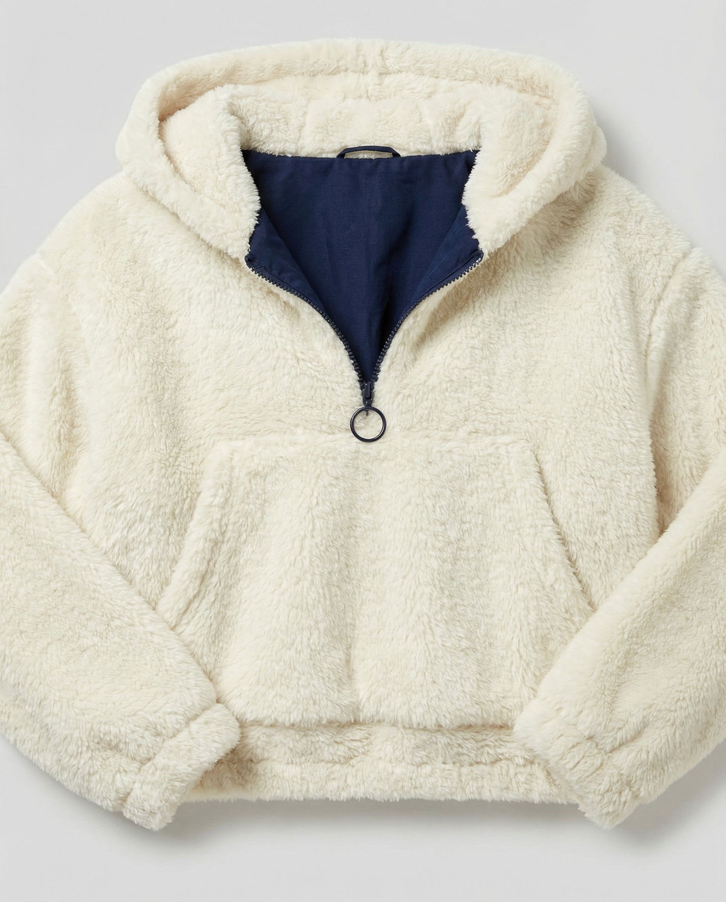 Pull&Bear Teddyjacke, cremefarben — Damen