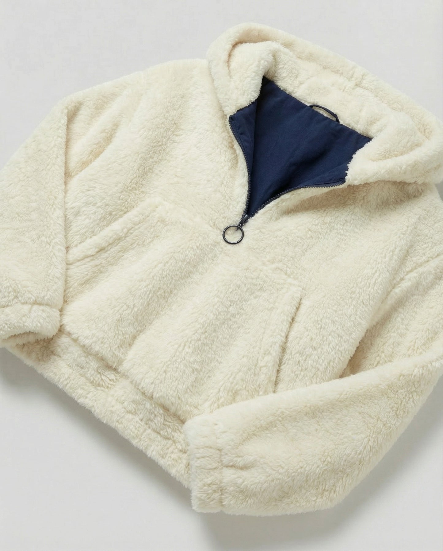 Pull&Bear Teddyjacke, cremefarben — Damen