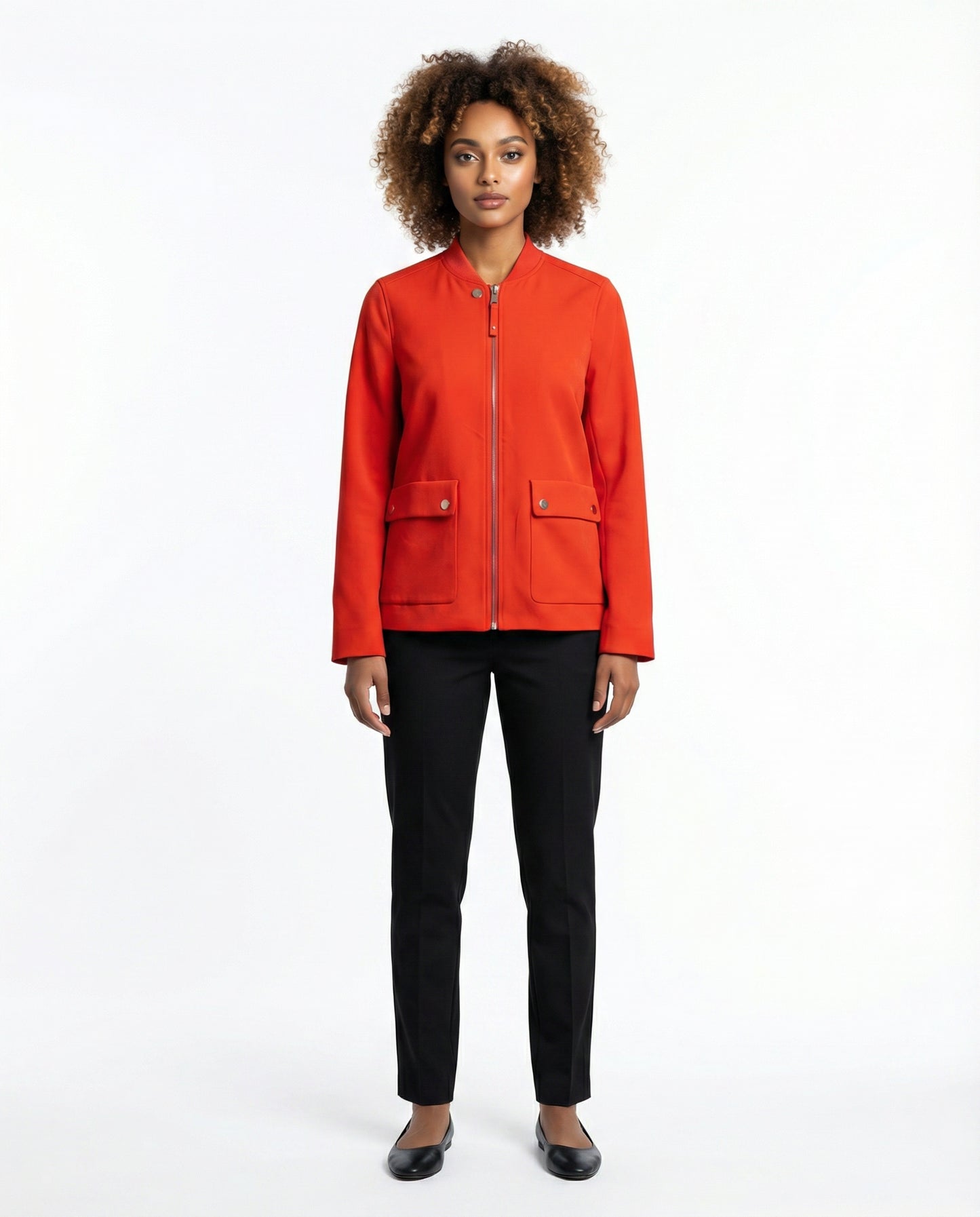 H&M Jacke, rot-orange, Reißverschluss, aufgesetzte Taschen, Größe 36