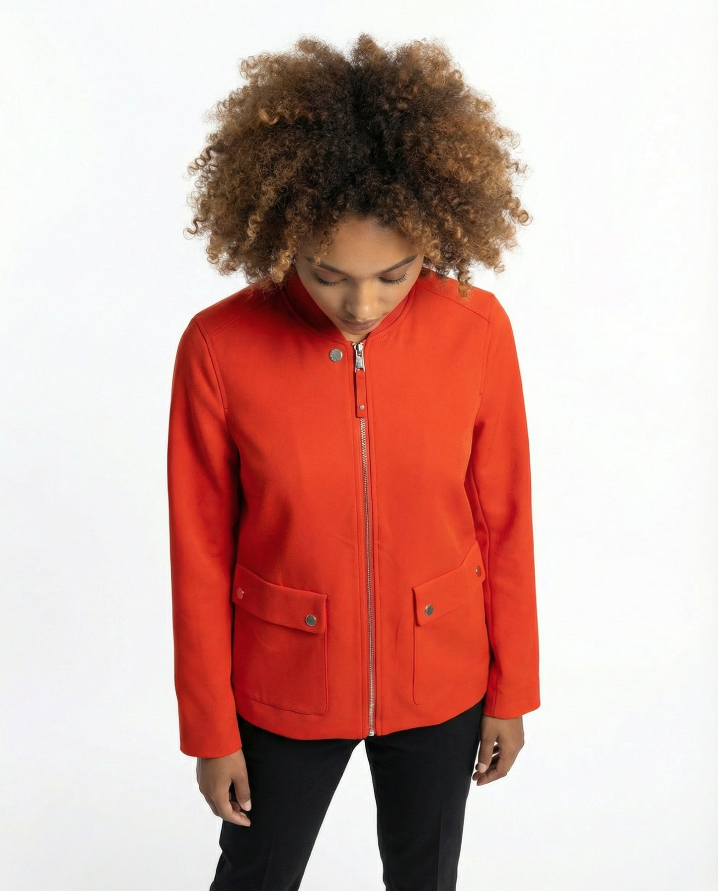 H&M Jacke, rot-orange, Reißverschluss, aufgesetzte Taschen, Größe 36