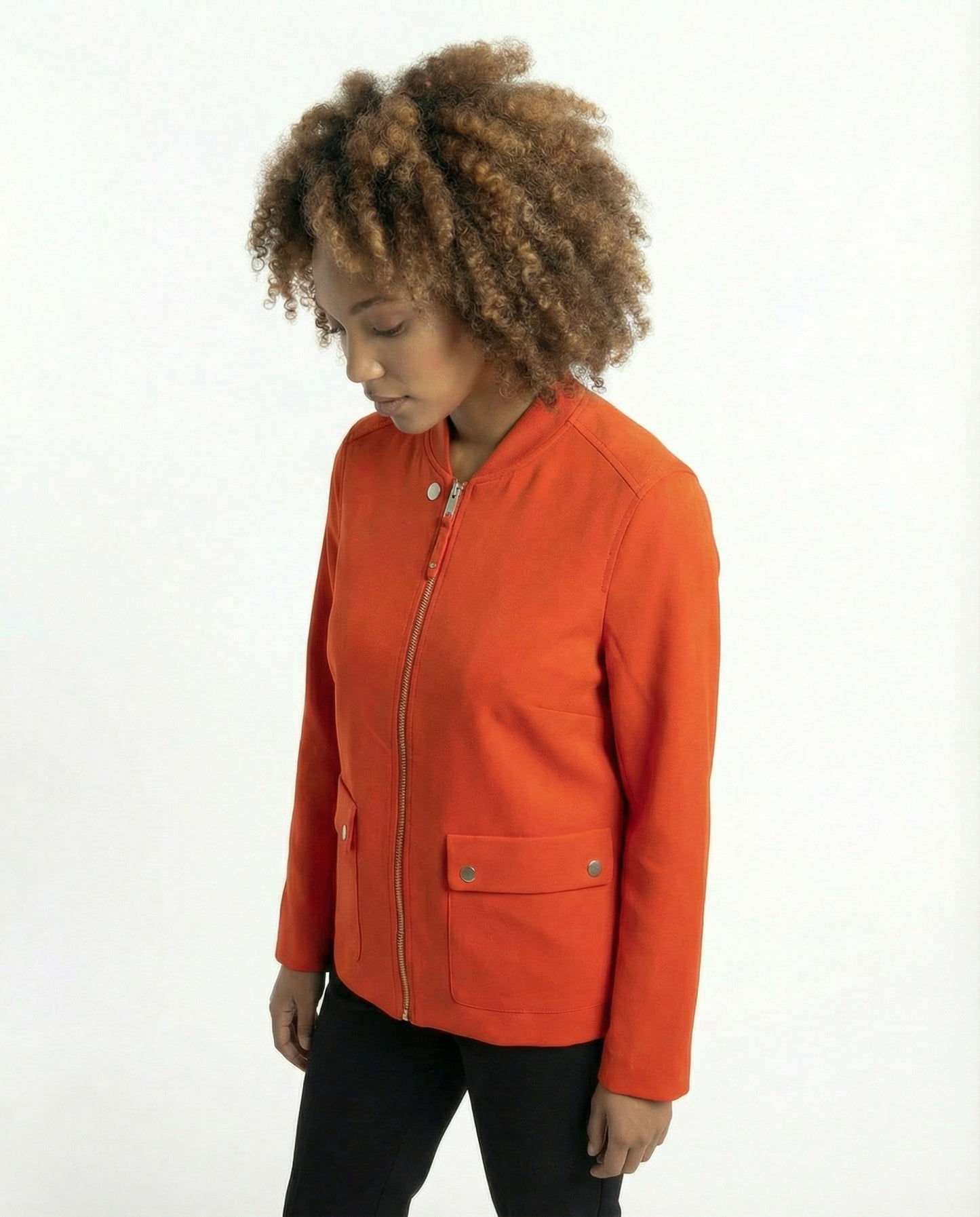 H&M Jacke, rot-orange, Reißverschluss, aufgesetzte Taschen, Größe 36