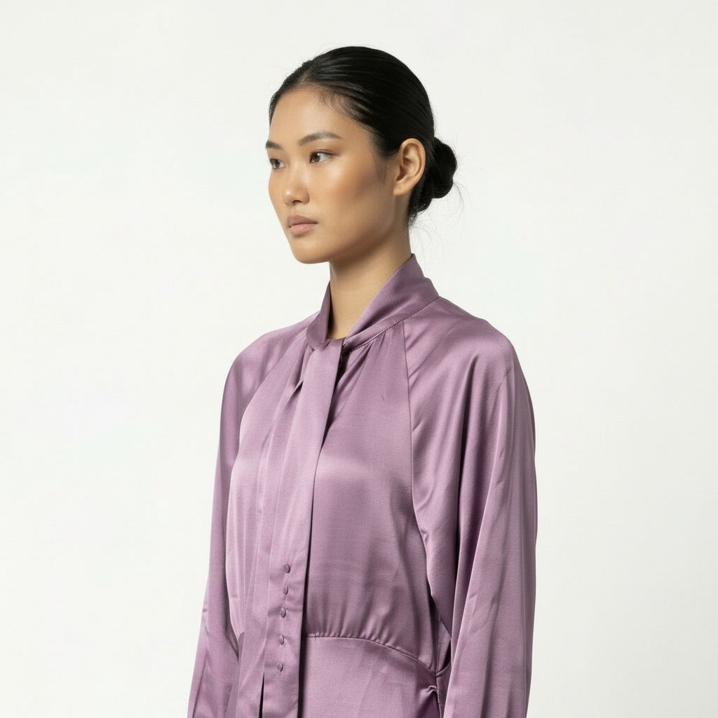 ASOS – Maxikleid aus Satin, Flieder – Damen