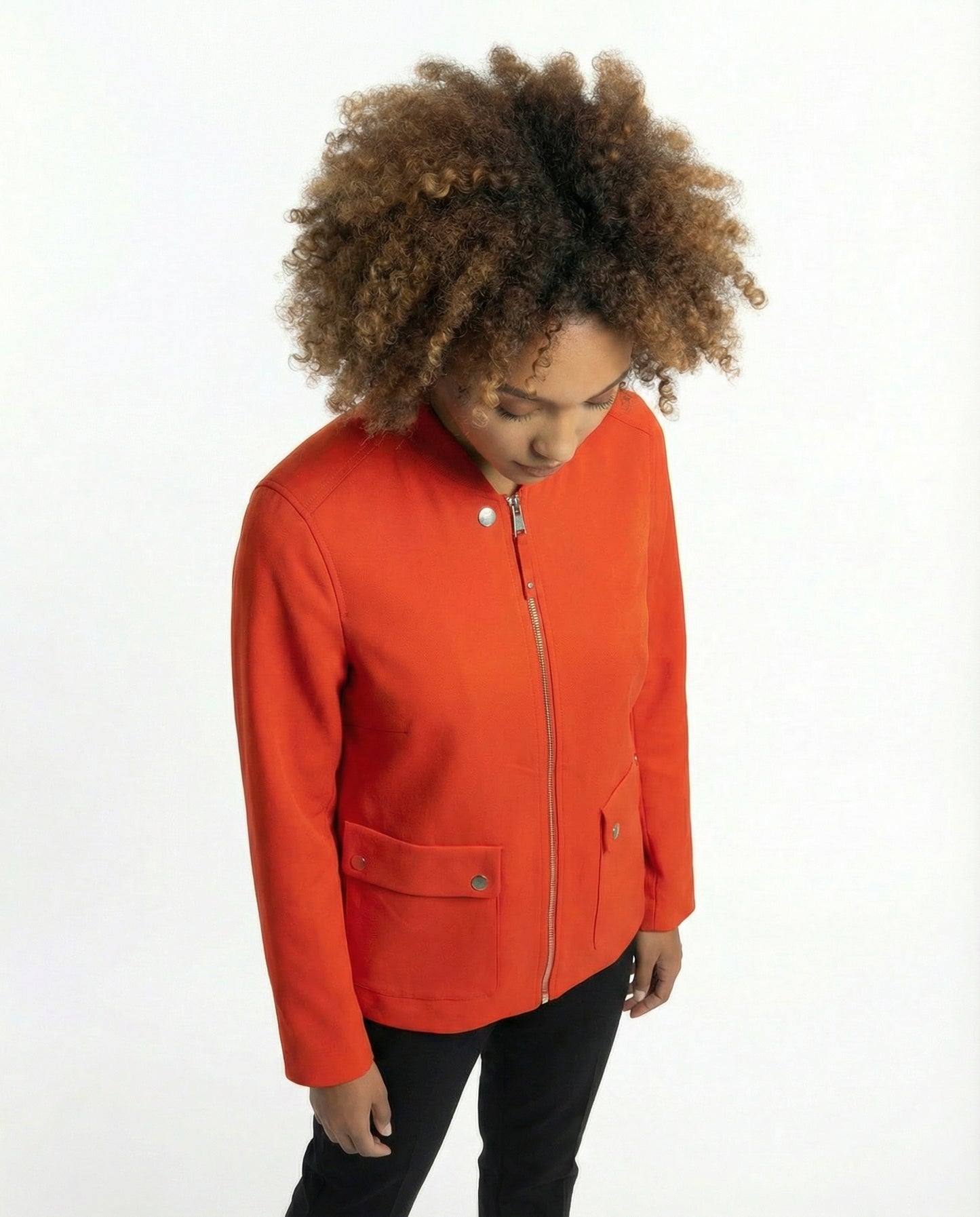 H&M Jacke, rot-orange, Reißverschluss, aufgesetzte Taschen, Größe 36