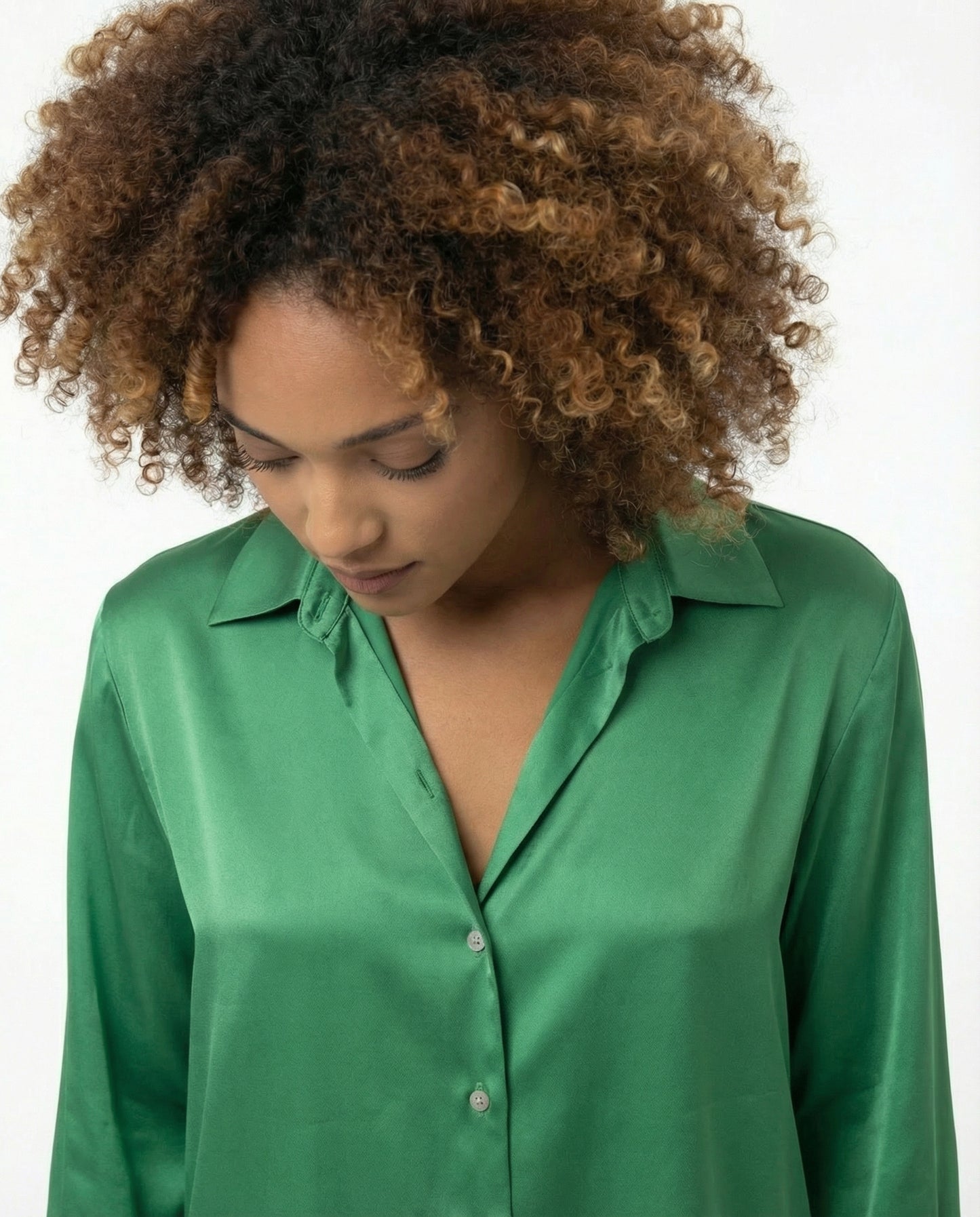 Zara Satinbluse in Grün – Damen